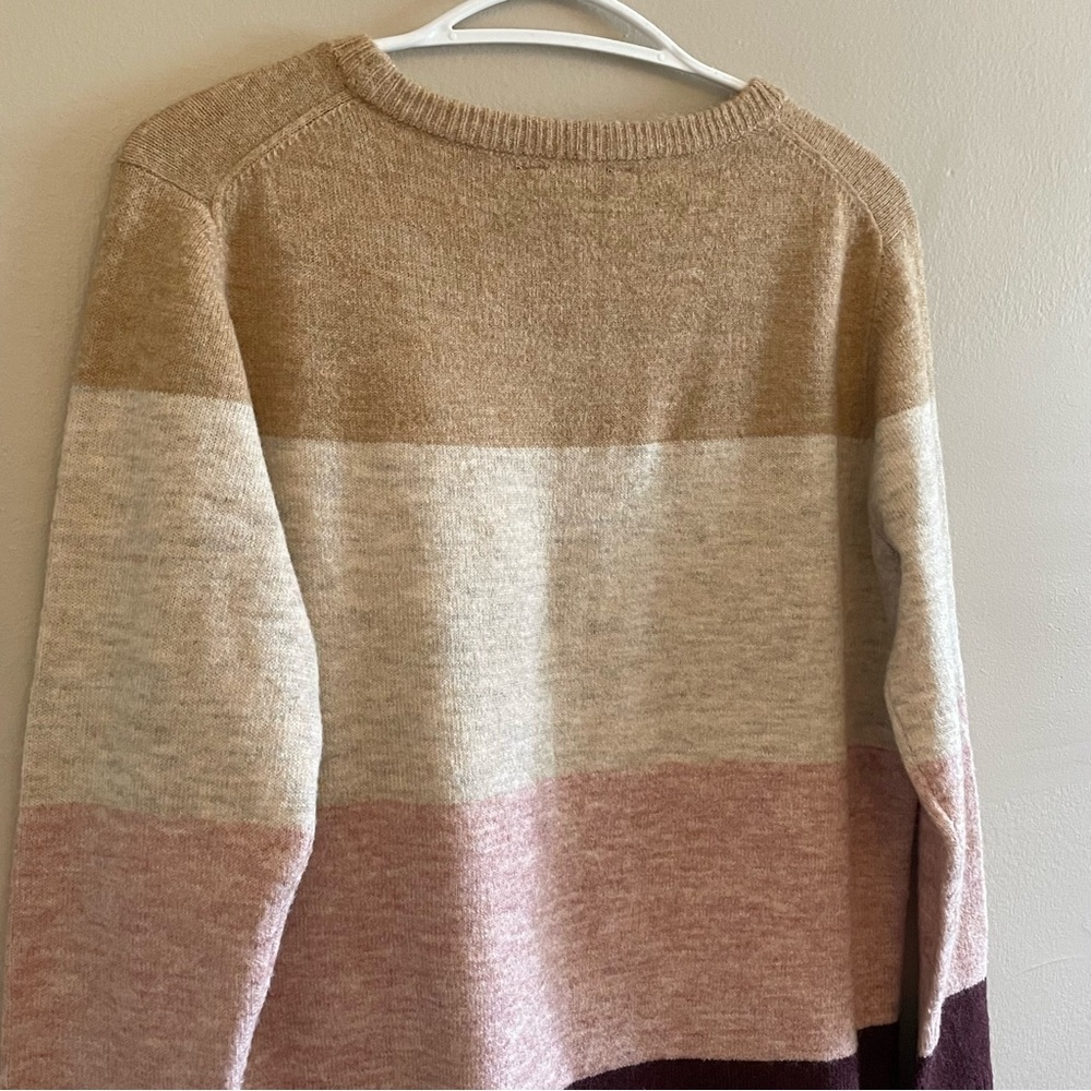 4/$20➡️ George Color Block Crewneck Sweater – Tan, Pink, Plum – Medium GUC - Picture 12 of 15